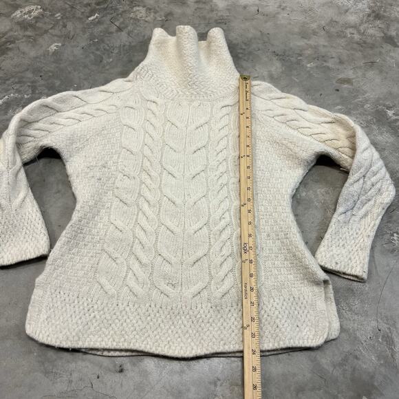 Shannon Woolen Mills Sweater Women Small White Beige Ireland Thick Turtleneck - Picture 2 of 6
